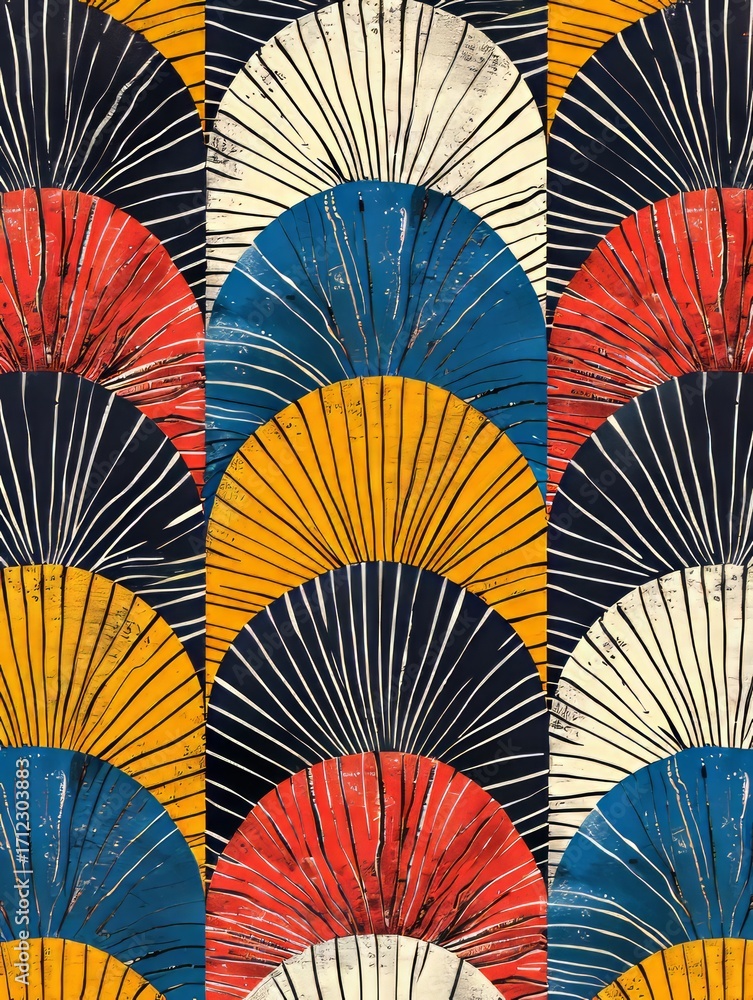 Poster the image shows a seamless, geometric pattern composed of overlapping arches.