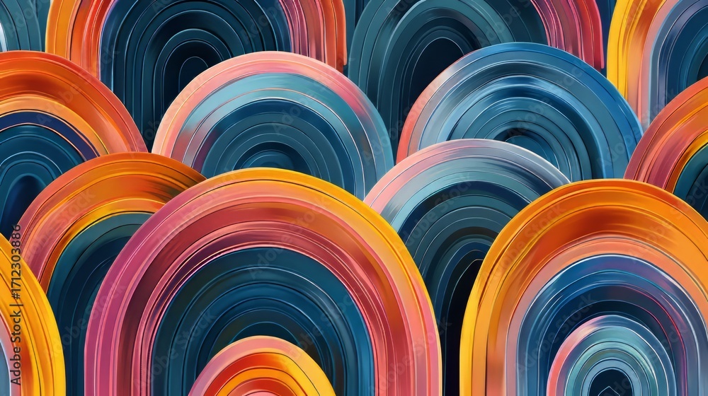Aufkleber the image shows a seamless, geometric pattern composed of overlapping arches.