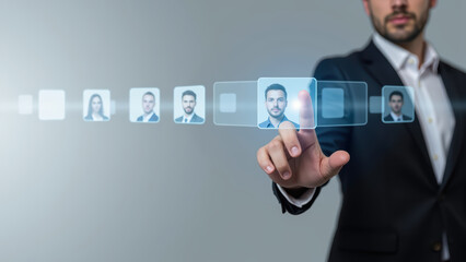 Digital interface professional business technology virtual interaction touchscreen modern user selection corporate innovation connection