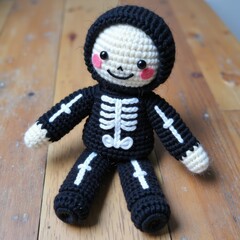 Little skeleton knitting with black yarn