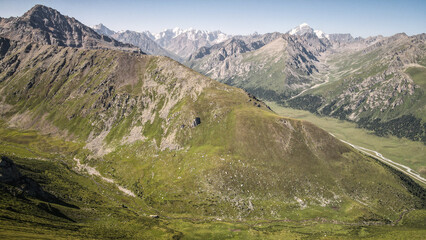 The view of the Tien Shan Mountains in Kyrgyzstan