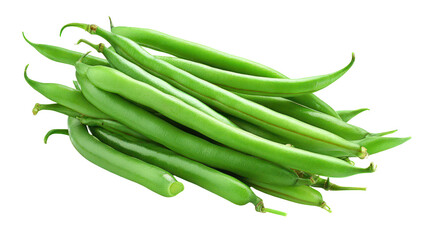 Fresh green beans pile isolated on transparent background