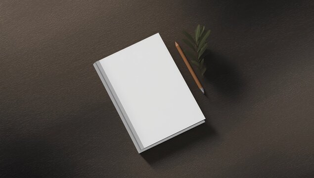 Blank magazine, candle and pencil on wooden background