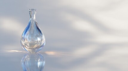 3d rendering of a glass decanter. the bottle is made of clear glass and has a round base with a narrow neck and a narrow opening at the top.