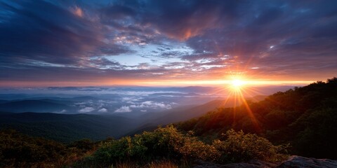 Stunning Sunrise Over Mountain Countryside