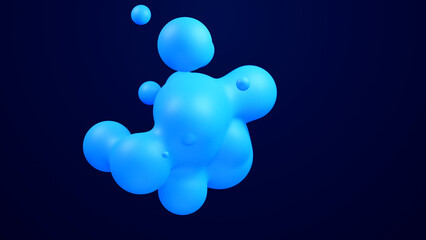 Metaverse 3d abstract background with droplets blue metaball molten wax merge fly drops liquid bio bubbles transformation metal spheres metal ball motion design render for medical healthy presentation