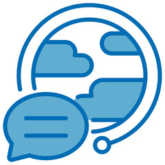 Globalization Blue White Icon Editable Stroke
