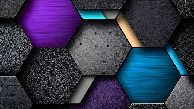 Dark Stylish Abstract Background with Neon Violet and Emerald Accents &ndash; Futuristic Metallic Texture