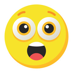 Bright yellow circular emoji wide startled expression