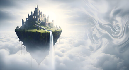Fantasy Castle Floating in the Sky