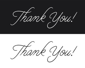 Thank You! Hand Drawn Calligraphic Sign. Thank You Hand Lettering. Vector illustration.
