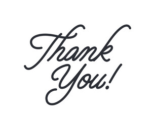 Thank You! Hand Drawn Calligraphic Sign. Thank You Hand Lettering. Vector illustration.
