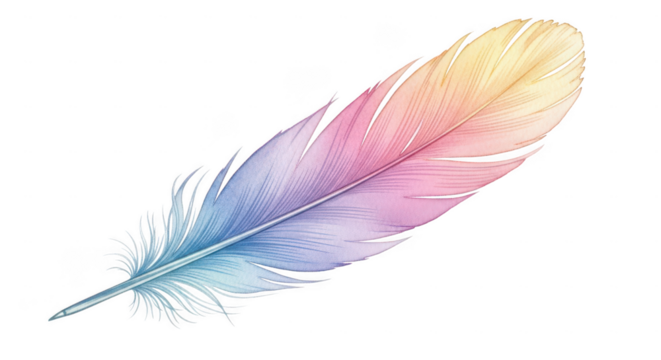 Colorful feather isolated on transparent background
