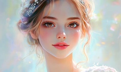 Portrait of a beautiful fair skinned woman with brown hair and eyes