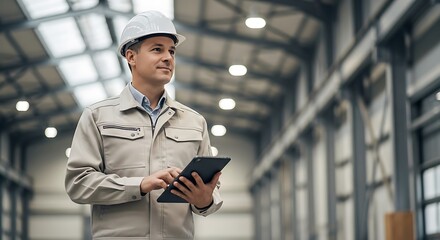 Factory Worker Using Tablet.