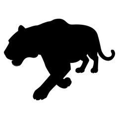 Tiger silhouette vector illustration isolated on white background, wild animal emblem for logo, branding, and decoration