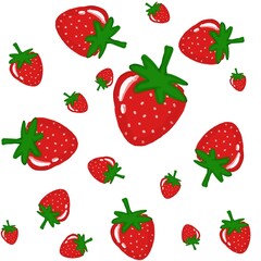 Fresh strawberry fruit pattern on white background