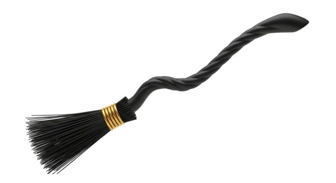 Magic witch broom with golden band