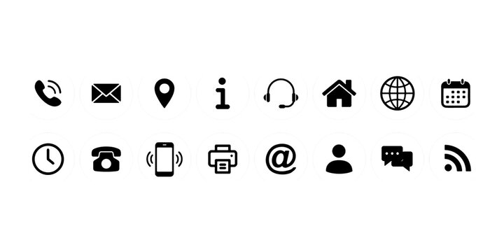 Contact icons for website, resume, business card, cv , visiting card