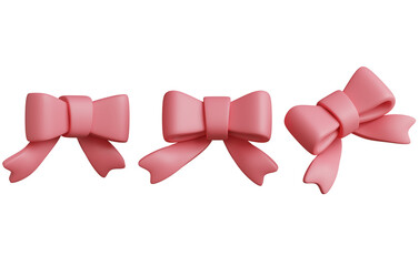 3d render of a minimal red bow for Christmas decorations