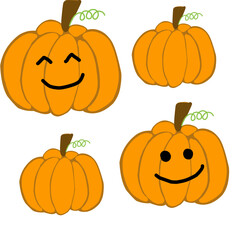 set of pumpkins hand drawn for Halloween and autumn