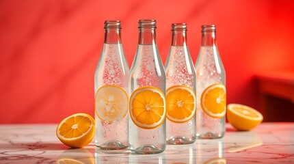 Refreshing citrus infused sparkling water bottles evoke vibrant summer vibes and healthy hydration for modern lifestyles.
