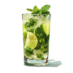 Minimal 2D flat vector of a Mojito, icon-style illustration on a white background