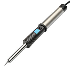 Soldering iron with digital display isolated on transparent background
