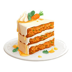 2D flat vector graphic of a Carrot Cake in icon style, isolated on white background