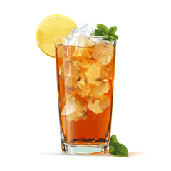 Flat 2D Long Island Iced Tea vector illustration, icon graphic on white background