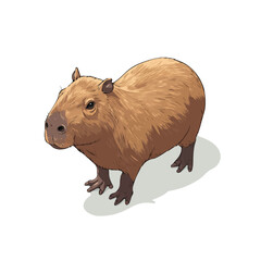 2D flat vector graphic of a Capybara in icon style, isolated on white background