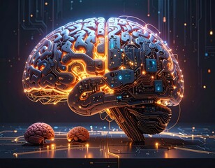 A futuristic brain with circuits