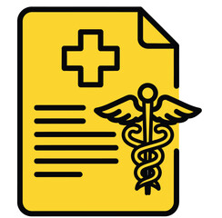 Obraz premium Medical document with caduceus and cross icon