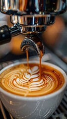 Espresso pouring latte art