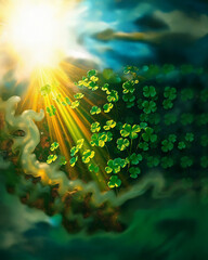 Clover Leaves in Warm Sunlight Texture Background