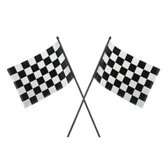 Fototapeta premium Two checkered flags crossed isolated on transparent background