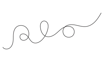 wavy line pattern with loops on white background. Thin black curved line with playful loops and swirls on a clean white background, ideal for decoration, sketches, or graphic design elements.

