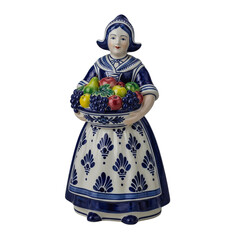 Delftware Woman with Fruit, isolated on transparent background

