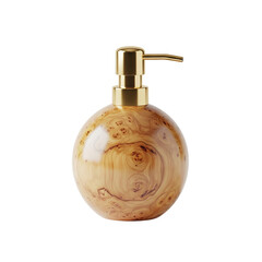 Obraz premium Wood burl pattern liquid soap dispenser with gold pump on transparent background