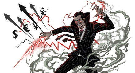 Financial Vampire Controlling Market Trends and Economic Growth with Darkness
