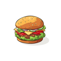 2D flat vector graphic of a Veggie Burger in icon style, isolated on white background