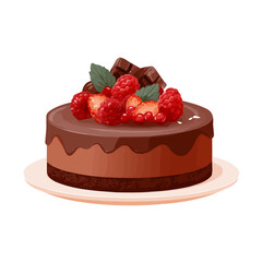 2D flat vector graphic of a Chocolate Mousse Cake in icon style, isolated on white background