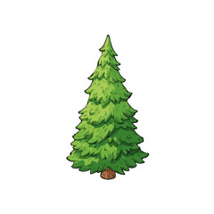 2D flat vector graphic of a Pine Tree in icon style, isolated on white background