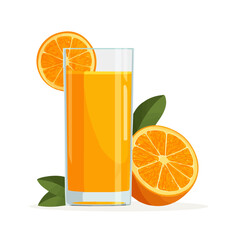2D flat vector graphic of a Orange Juice in icon style, isolated on white background