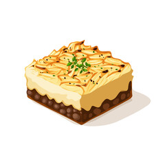 Minimal 2D flat vector of a Shepherds Pie, icon-style illustration on a white background