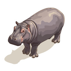 Hippopotamus, 2D flat vector illustration in icon style, isolated on a white background