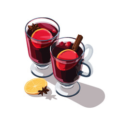Minimal 2D flat vector of a Mulled Wine, icon-style illustration on a white background