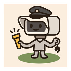 Cute Robot Security Guard with Flashlight