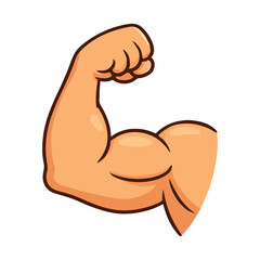 Cartoon vector art of a strong man's muscular arm flexing with a clenched fist