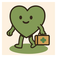 Heart Mascot with First-Aid Case – Health & Care